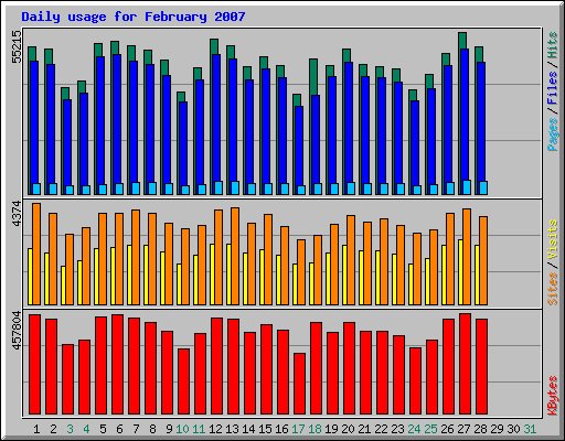 Daily usage for February 2007