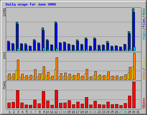 Daily usage for June 2009