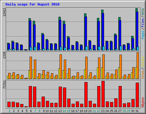 Daily usage for August 2010