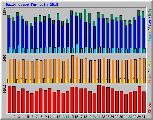 Daily usage for July 2013