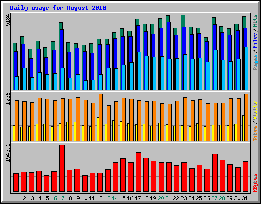 Daily usage for August 2016