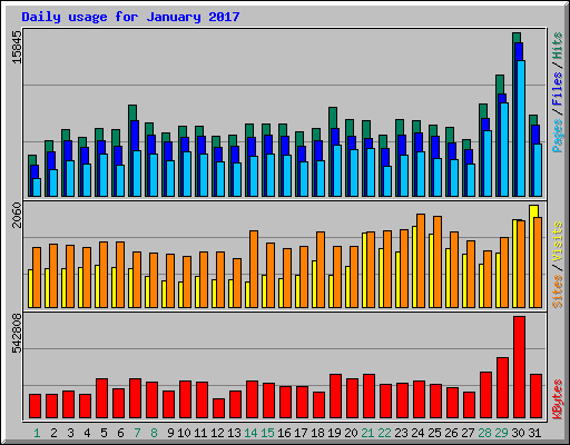 Daily usage for January 2017