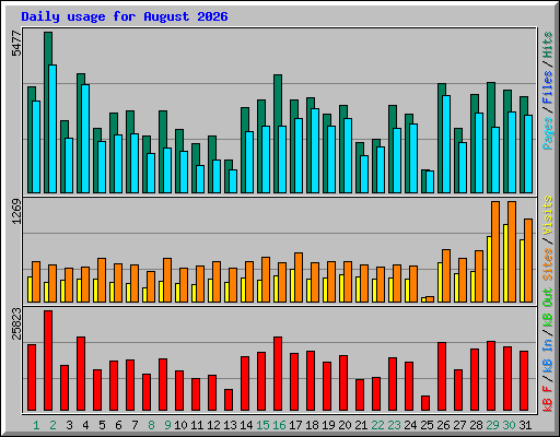 Daily usage for August 2026
