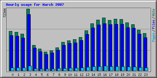 Hourly usage for March 2007