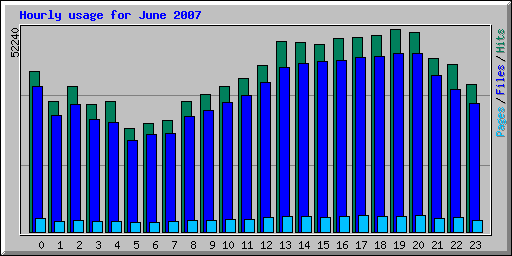 Hourly usage for June 2007