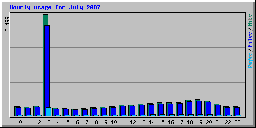 Hourly usage for July 2007