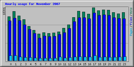 Hourly usage for November 2007