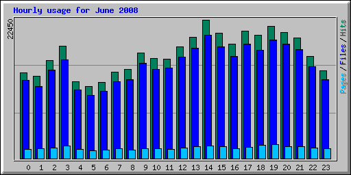 Hourly usage for June 2008