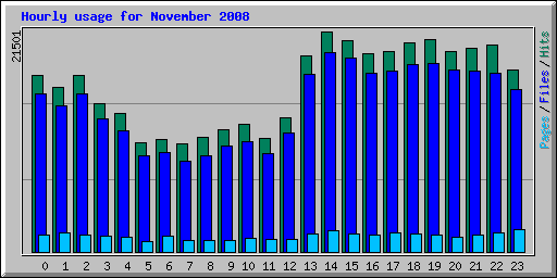 Hourly usage for November 2008