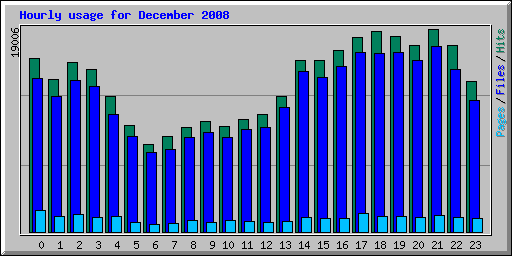 Hourly usage for December 2008