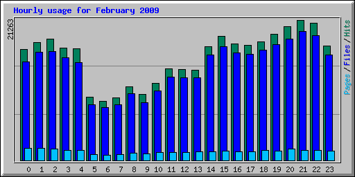 Hourly usage for February 2009