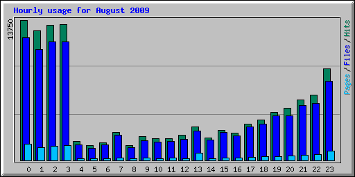 Hourly usage for August 2009