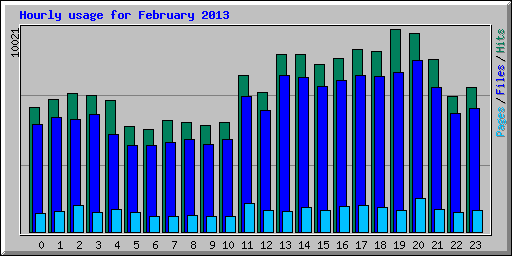 Hourly usage for February 2013