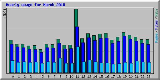 Hourly usage for March 2015