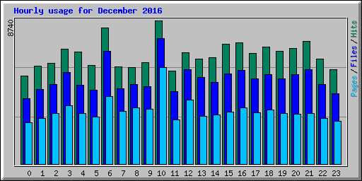 Hourly usage for December 2016